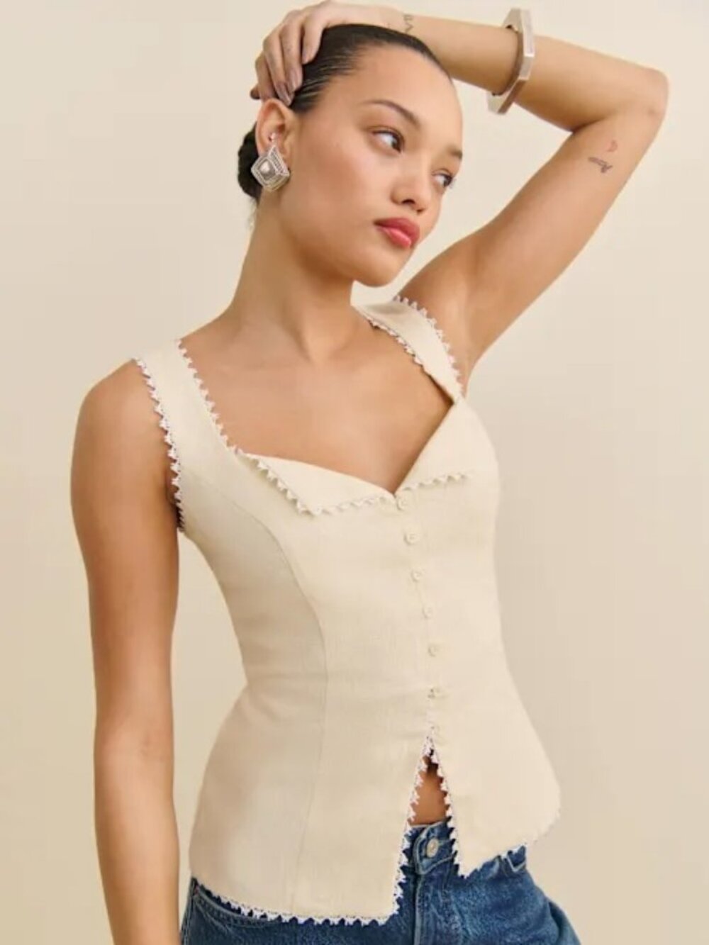 Reformation Viola Linen Top - Size 0